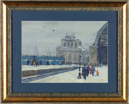 Дородницын Вениамин Павлович. Москва. Киевский вокзал (на обратной стороне морской<br />пейзаж)